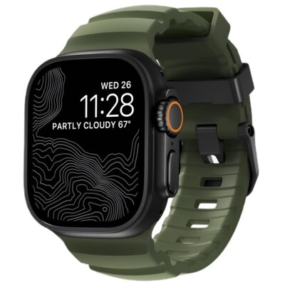 Pasek NOMAD Rocky Point Band do Apple Watch do koperty 42/44/45/46/49mm Zielono-czarny