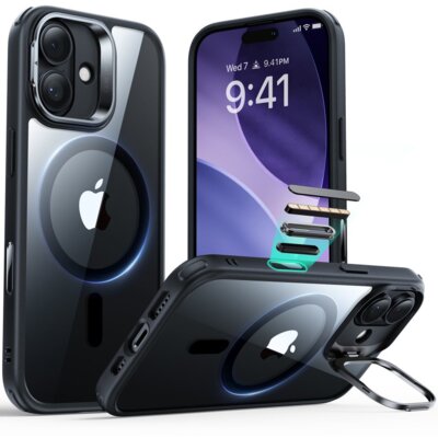 Etui ESR Classic Hybrid Kickstand MagSafe do Apple iPhone 17 Przezroczysto-czarny
