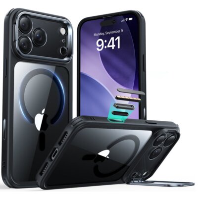 Etui ESR Classic Hybrid Kickstand MagSafe do Apple iPhone 17 Pro Max Przezroczysto-czarny