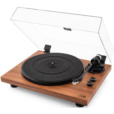 Gramofon JVC AL-E534B Drewno, Manualny, Napęd paskowy, Bluetoothn Przedwzmacniacz gramofonowy, Prędkość odtw. 33 1/3,45 obr./min