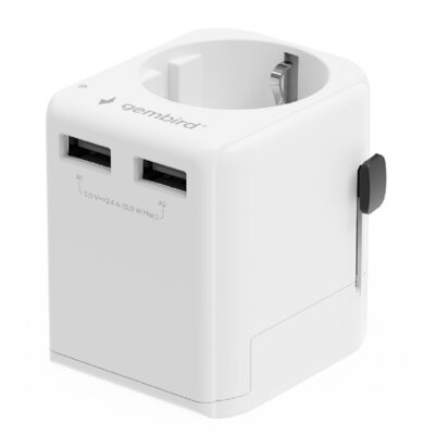 Adapter podróżny GEMBIRD TPA-EU2A12-01-W (Globalny)
