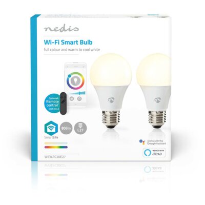 Inteligentna żarówka LED NEDIS SmartLife WIFILRC20E27 9W E27 Wi-Fi (2 szt.)