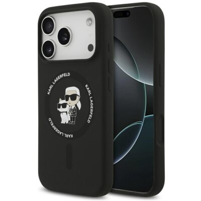 Etui KARL LAGERFELD Silicone Karl&Choupette Ring MagSafe do Apple iPhone 17 Pro Max Czarny
