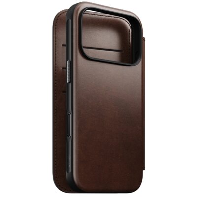 Etui NOMAD Modern Leather Folio Horween do Apple iPhone 17 Pro Brąz rustykalny