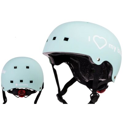 Kask SUN BABY I Love My Bike Miętowy dla Dzieci z lampką (rozmiar S)
