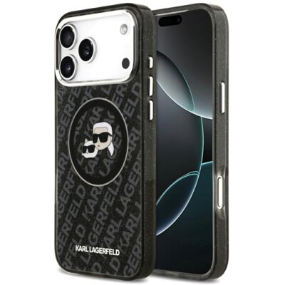 Etui KARL LAGERFELD IML Glitter Karl & Choupette Heads Logo MagSafe do Apple iPhone 17 Pro Max Czarny