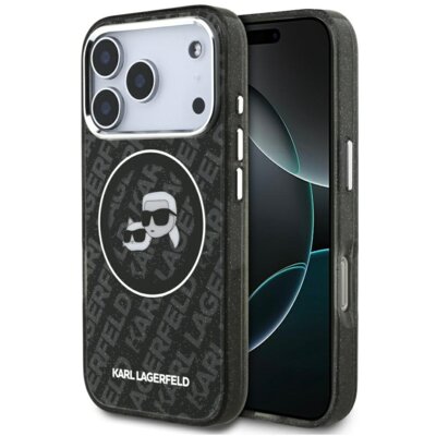 Etui KARL LAGERFELD IML Glitter Karl & Choupette Heads Logo MagSafe do Apple iPhone 17 Pro Czarny