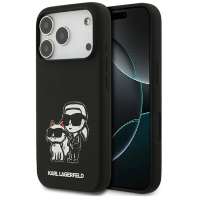 Etui KARL LAGERFELD Silicone K&C Sketch & Logo MagSafe do Apple iPhone 17 Pro Czarny