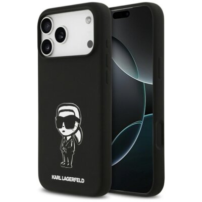 Etui KARL LAGERFELD Silicone Karl Sketch & Logo MagSafe do Apple iPhone 17 Pro Max Czarny