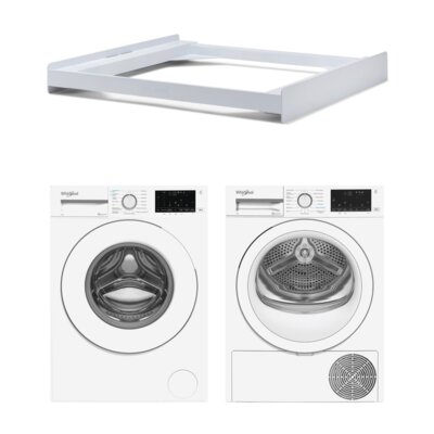 Pralka WHIRLPOOL AI WAM762WPL 7kg 1200 obr + Suszarka WHIRLPOOL C WSD 74M WWS PL z pompą ciepła + Łącznik MELICONI Base Torre Slim