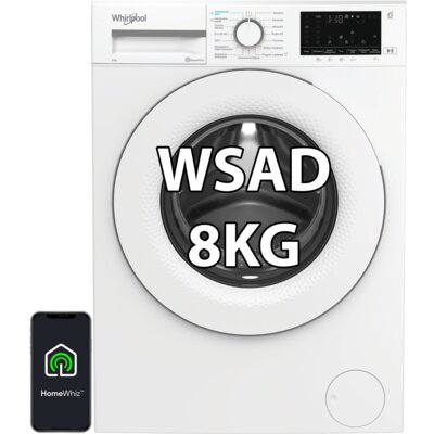Pralka WHIRLPOOL WAM 87W PL 8kg 1400 obr + Suszarka WHIRLPOOL C WSD 74M WWS PL z pompą ciepła + Łącznik MELICONI Base Torre Slim