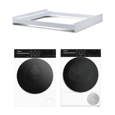 Pralka WHIRLPOOL WAM 764WKBC PL 7kg 1400 obr + Suszarka WHIRLPOOL MX WSD 83M WBS PL z pompą ciepła + Łącznik MELICONI Base Torre Slim