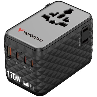 Adapter podróżny VERBATIM Charge N Travel Czarny (Globalny)