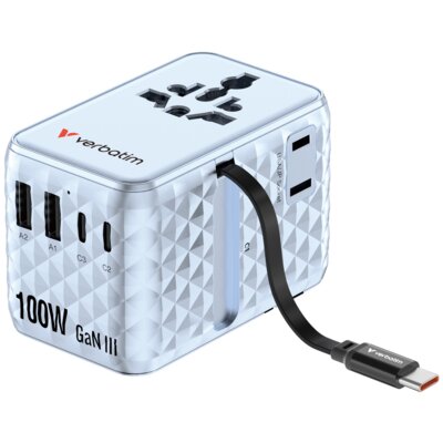 Adapter podróżny VERBATIM Charge N Travel Niebieski