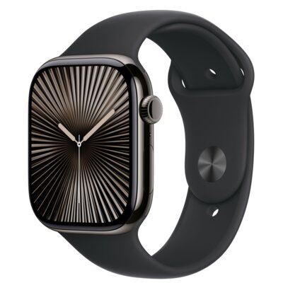 Apple Watch 10 GPS + Cellular 42mm koperta z tytanu (łupek) + pasek sportowy rozmiar M/L (czarny)