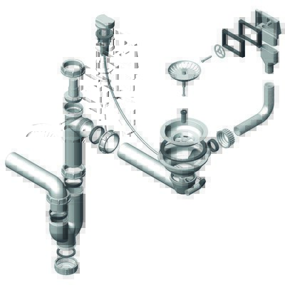 Syfon do zlewozmywaków ALVEUS Fi 114 POP-UP 1105296 Stalowy