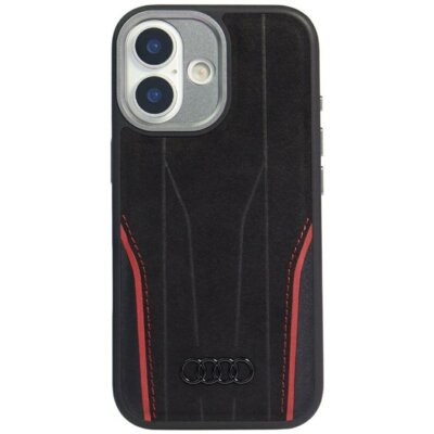 Etui AUDI R8 Genuine Leather MagSafe do Apple iPhone 17 Czarno-czerwony