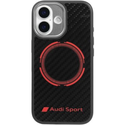 Etui AUDI RSQ Carbon Fiber Sport Red Circle MagSafe do Apple iPhone 17 Czarny