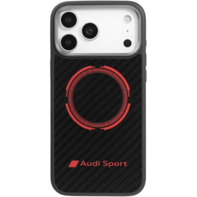 Etui AUDI RSQ Carbon Fiber Sport Red Circle MagSafe do Apple iPhone 17 Pro Max Czarny