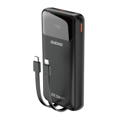 Powerbank Dudao K15Pro 20000Mah 22.5W Pd USB-C / USB-A / Wbudowane Kable Lightning I USB-C - Czarny