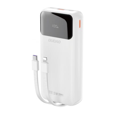 Powerbank Dudao K15Pro 20000Mah 22.5W Pd USB-C / USB-A / Wbudowane Kable Lightning I USB-C - Biały