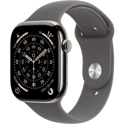 Apple Watch 11 GPS + Cellular 46mm koperta z tytanu (naturalny) + pasek sportowy rozmiar M/L (górska szarość)