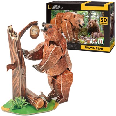 Puzzle 3D CUBIC FUN National Geographic Zagrożone Zwierzęta Niedźwiedź Brunatny 306-DS1096H (88 elementów)