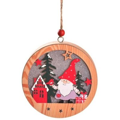 Dekoracja świąteczna BELINE Skrzat i domek Okrągła Bateryjne