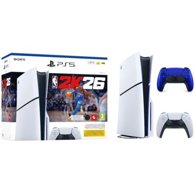 Konsola SONY PlayStation 5 Slim + NBA 2K26 Gra PS5 + Kontroler SONY DualSense Kobaltowy błękit