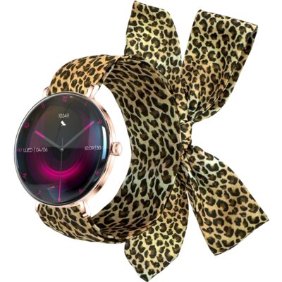Smartwatch FOREVER SB-370 Lucca Różowe złoto + Pasek w panterkę