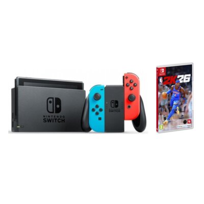Konsola NINTENDO Switch HAC-001(-01) + Kontroler Switch Czerwono-niebieski + NBA 2K26 Gra NINTENDO SWITCH