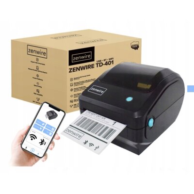 Drukarka ZENWIRE TD-401 Bluetooth Wi-Fi Złącze USB