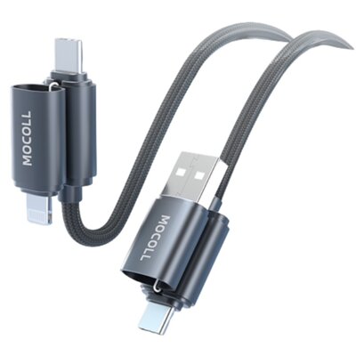 Kabel USB/USB-C - USB-C/Lightning MOCOLL Multi 4w1 60W 1.5 m Szary