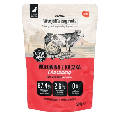 Karma dla psa WIEJSKA ZAGRODA Wołowina z kaczką 500 g