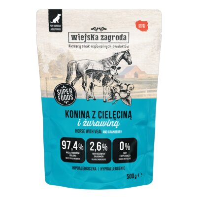 Karma dla psa WIEJSKA ZAGRODA Konina z cielęciną 500 g