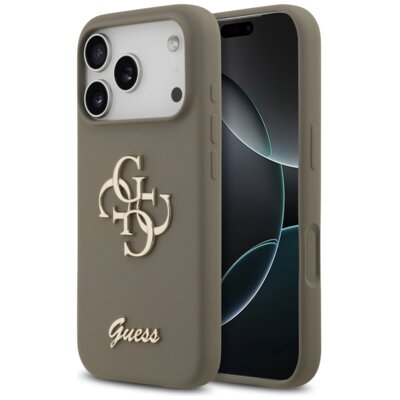 Etui GUESS Silicone Big 4G Script do Apple iPhone 17 Pro Brązowy