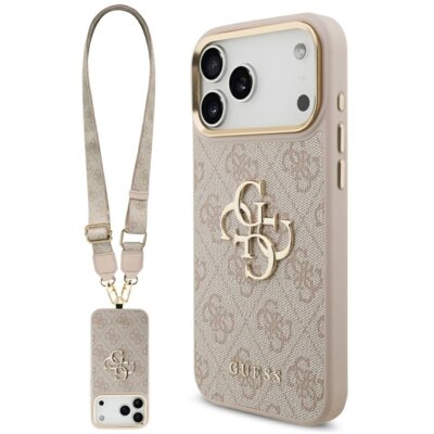 Etui GUESS 4G Big 4G Classic Logo Big Strap Metal Buttons do Apple iPhone 17 Pro Max Różowy