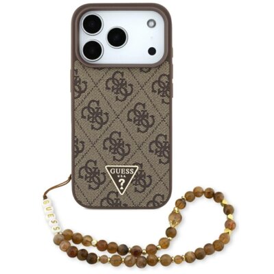 Etui GUESS 4G Strap Triangle Logo MagSafe do Apple iPhone 17 Pro Brązowy