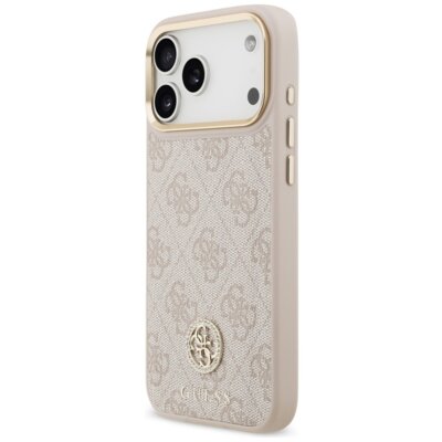Etui GUESS 4G Strass Logo & Big Strap Metal Buttons MagSafe do Apple iPhone 17 Pro Max Różowy