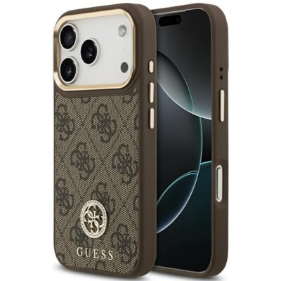 Etui GUESS 4G Strass Logo MagSafe do Apple iPhone 17 Pro Brązowy