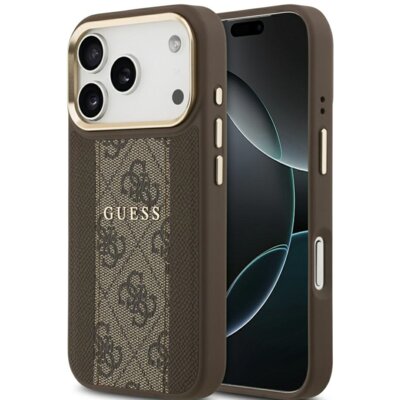 Etui GUESS 4G Stripe MagSafe do Apple iPhone 17 Pro Brązowy