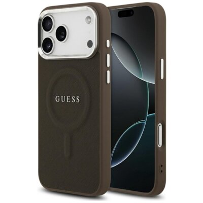 Etui GUESS Classic Logo MagSafe do Apple iPhone 17 Pro Max Brązowy