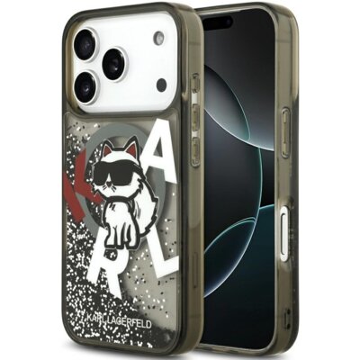 Etui KARL LAGERFELD Liquid Glitter Choupette Logo MagSafe do Apple iPhone 17 Pro Max Czarny