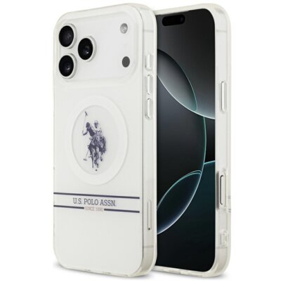 Etui US POLO ASSN US Polo DH and Bottom Stripe Logo MagSafe do Apple iPhone 17 Pro Max Biały