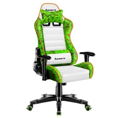 Fotel gamingowy HUZARO Ranger 6.0 Pixel Biało-zielony