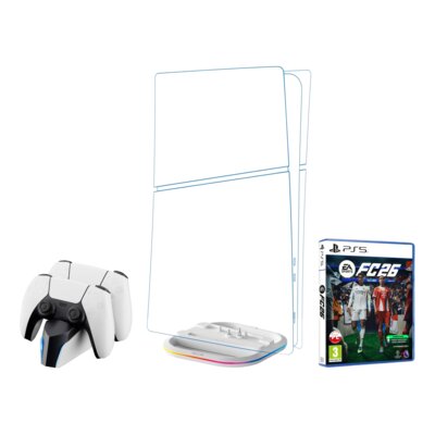 Stacja ładująca MAD DOG GPC500 Biały do gamepadów PlayStation 5/PS5 + Podstawka MAD DOG GPS100W Biały do konsoli PlayStation 5/PS5 Slim + EA SPORTS FC 26 Gra PS5