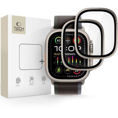 Szkło hartowane TECH-PROTECT Glass Ring do Apple Watch Ultra 1/2 (49 mm) Tytanowy 2 szt.