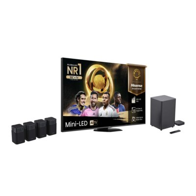Telewizor HISENSE 75U8Q 75" MINILED 4K 165Hz VRR VIDAA Dolby Vision Dolby Atmos HDMI 2.1 + Zestaw Kina Domowego HISENSE HT Saturn Czarny 4.1.2-kanałowy, HDMI eARC, Wi-Fi, Bluetooth, Funkcja kalibracji Room Fitting