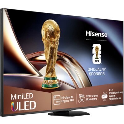 Telewizor HISENSE 65U8Q 65" MINILED 4K 165Hz VRR VIDAA Dolby Vision Dolby Atmos HDMI 2.1 + Zestaw Kina Domowego HISENSE HT Saturn Czarny 4.1.2-kanałowy, HDMI eARC, Wi-Fi, Bluetooth, Funkcja kalibracji Room Fitting