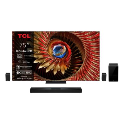 Telewizor TCL 75C8K 75" QD-Mini LED 4K 144 Hz Google TV Dolby Atmos Dolby Vision HDMI 2.1 + Soundbar TCL Q85H Pro Czarny 7.1.4-kanałowy, Bezprzewodowy Subwoofer, 4K, HDMI eARC, Wi-Fi, BT, Dolby Atmos, DTS:X